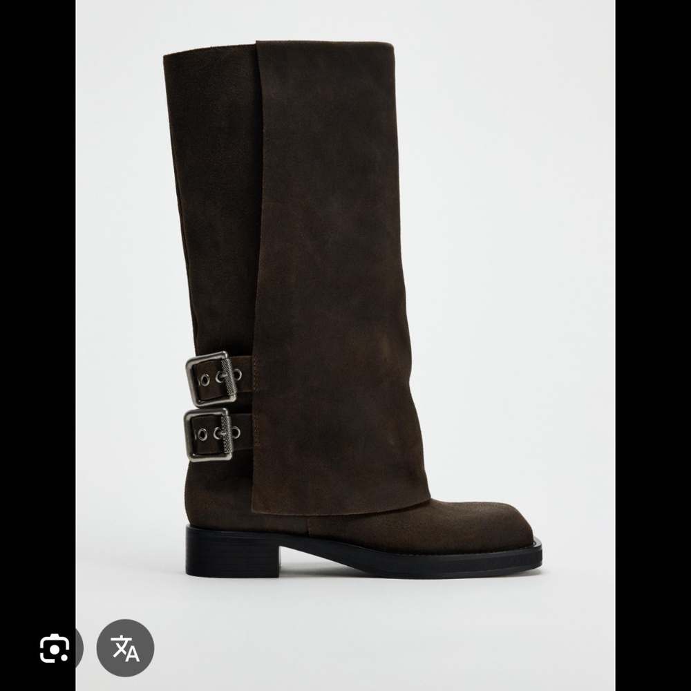 Zara buckled suede boots